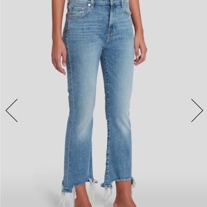 7 for all mankind HIGH WAIST SLIM KICK WITH LONG SIDE HEM AND DESTROY